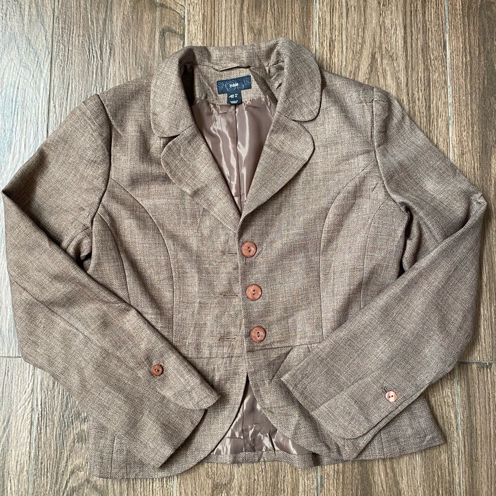 H&M Blazer/Coat/Suit Jacket Sz 10/40 Brown Women’s